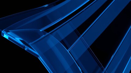 Abstract Blue Glass Ribbons Forming a Dynamic and Modern Shape
