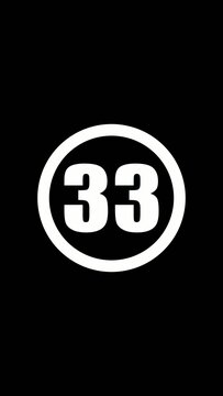 White number thirty three in oval on black number 33 oval shape