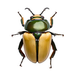 Large yellow and green beetle insect on transparent background
