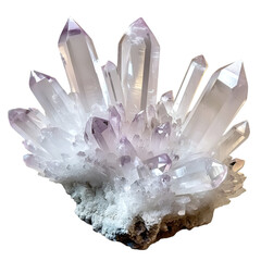 Cluster of Amethyst Crystals on Rock on transparent background