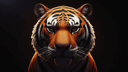 Close up of tiger face portrait.