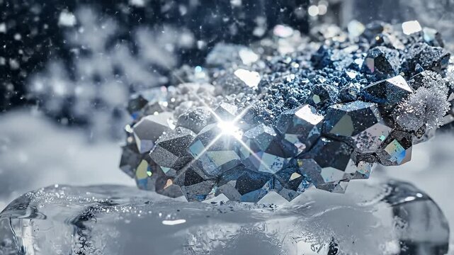 Frozen Pyrite - A Study in Mineral Beauty and Winters Embrace.