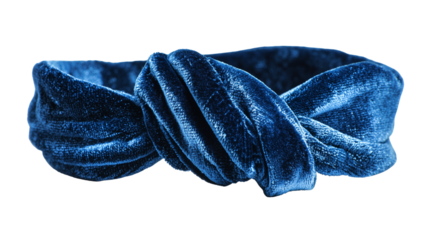 Close-up of soft velvet twist headbands in pastel colors transparent png background. Ai generated