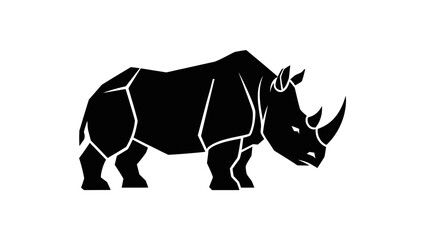 Black Rhinoceros Silhouette Illustration.