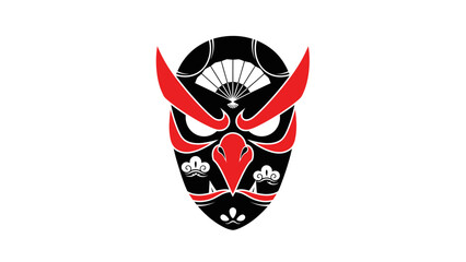 Japanese Kabuki Theater Mask Design Element.