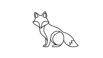 Simple Line Drawing of a Fox.