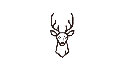 Simple Line Drawing of Deer Head.