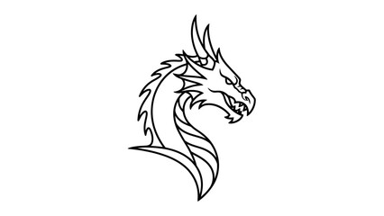 Dragon Head Illustration Simple Line Art.