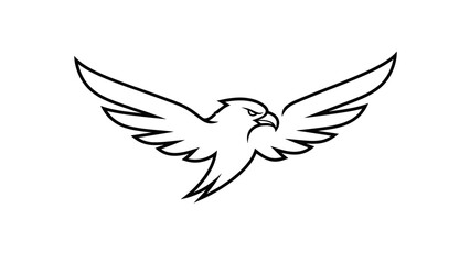 Black and White Eagle Illustration Flying.