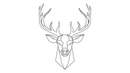 Geometric Deer Head with Antlers Illustration.