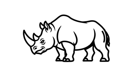 Black and White Rhino Illustration.