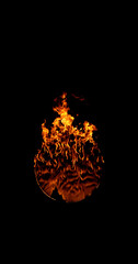 Realistic Fire Rounded Shape Isolated on Black Background. Perfect as a Cinematic VFX Overlay, Fire Particles Effect or Visual Element.