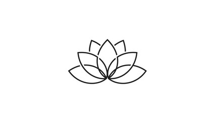 Simple Lotus Flower Line Art Illustration.