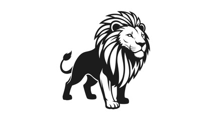 Black and White Lion Illustration.