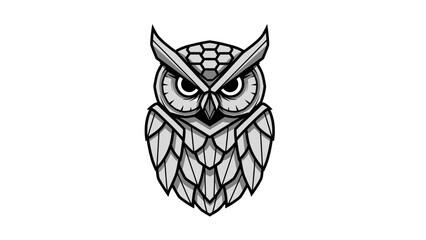 Detailed Black and White Owl Illustration.