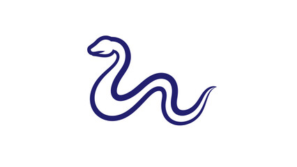 Simple Dark Blue Snake Line Art Illustration.