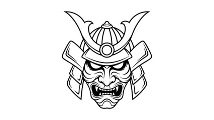 Samurai Helmet with Angry Warrior Face.