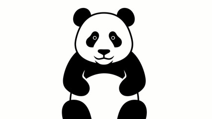 Simple Black and White Panda Illustration.