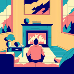 illustration of a couple sitting on sofa