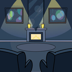 illustration of a table with a computer