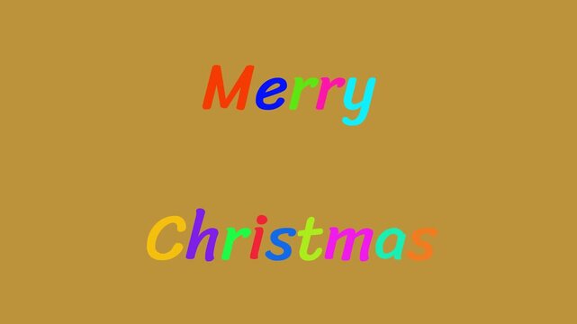 Colorful Phrase MERRY CHRISTMAS appearing one letter at a time drawn by a spark on a black background horizontal layout