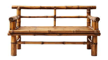 Fototapeta premium Natural bamboo bench showcasing unique craftsmanship, handcrafted organic texture transparent png background. Ai generated