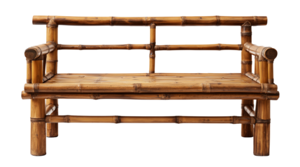 Natural bamboo bench showcasing unique craftsmanship, handcrafted organic texture transparent png background. Ai generated