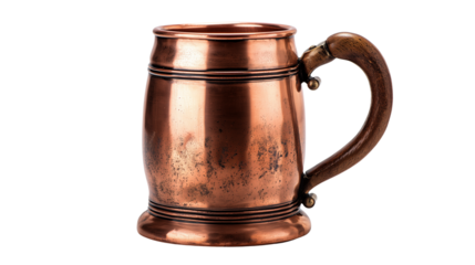 Turna copper debito glass standing upright, isolated on white, professional studio shot transparent png background. Ai generated