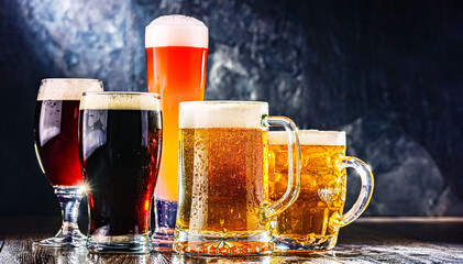  Glasses with different sorts of beer