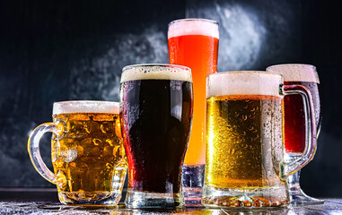  Glasses with different sorts of beer