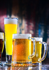 Glasses with different sorts of beer