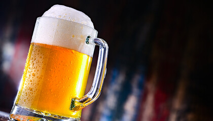 A mug of pale lager beer