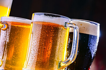 Glasses with different sorts of beer