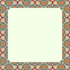 Ornate Square Frame with Colorful Abstract Pattern Border