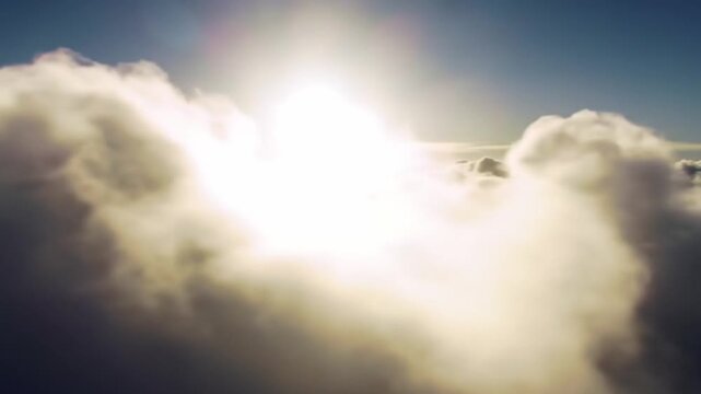 Dramatic cloud formation with sunlight breaking through atmospheric layers
