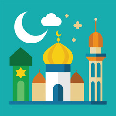 Fototapeta premium Modern flat design collection of religious symbols for eid celebrations and islamic cultural events