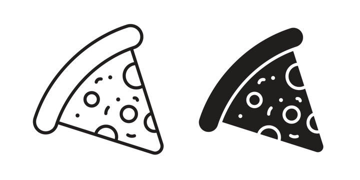 Pizza slice icon flat and stroke collection for ui ux work.