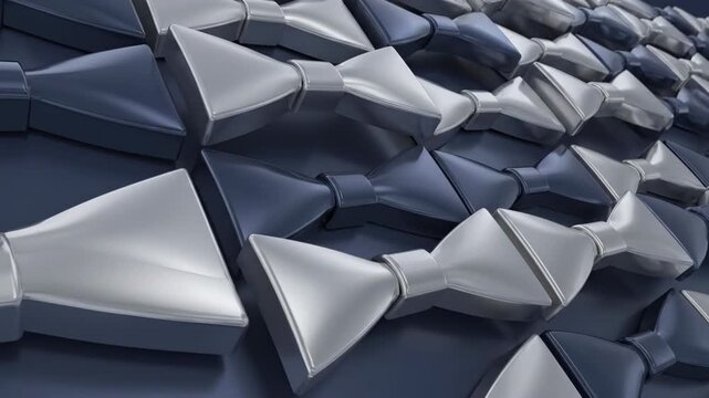 Elegant abstract geometric shapes seamlessly morphing and animating into repeating bowtie patterns suitable for a corporate presentation background elegant, visual, movement