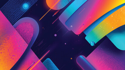 Vibrant Abstract Geometric Shapes and Lines with Gradient Colors