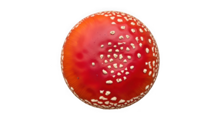 Amanita muscaria mushroom cap with white spots of transparent