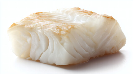 Cooked White Fish Fillet Portion Close Up Isolated