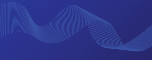 Abstract blue gradient flowing wave lines on dark background. Glowing lines. Shiny moving lines design. Futuristic banner template. Suit for poster, banner, cover, website, eps10