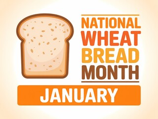 National wheat bread month january celebration with bread illustration