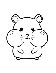 Fototapeta premium A cute pink baby hippo cartoon character sits happily in a fun vector illustration of wild nature and wildlife