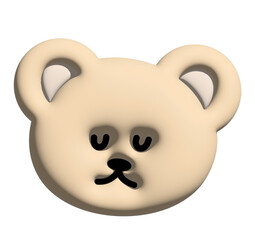 Obraz premium Inflated teddy bear face in 3D for model, merchandise, cartoon character, comic, pet shop, vet, emoji, mood, emotion, emotion, feeling, zoo, souvenir shop, pin, animal brooch, sticker