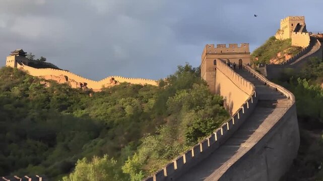 Close up aerial photography of the Great Wall of China