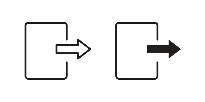 Sign out icon set. Outline symbol editable.