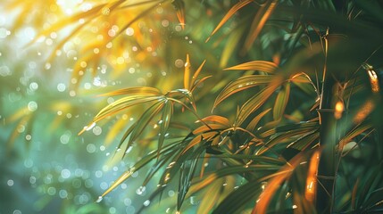 Photoreal Nature Illustration Showing Tall Green Forest Plants in Soft Light