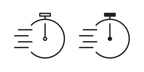 Time fast icon set. Outline symbol editable.