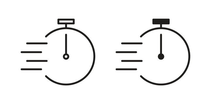 Time fast icon set. Outline symbol editable.